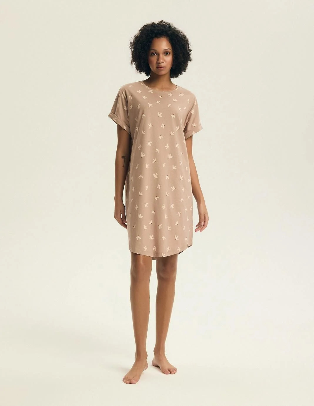 Eluna | camicia da notte in cotone con stampa marine gull