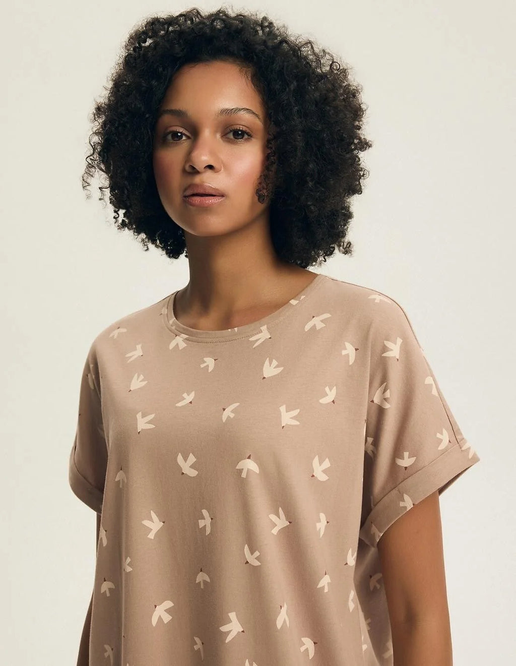 Eluna | camicia da notte in cotone con stampa marine gull