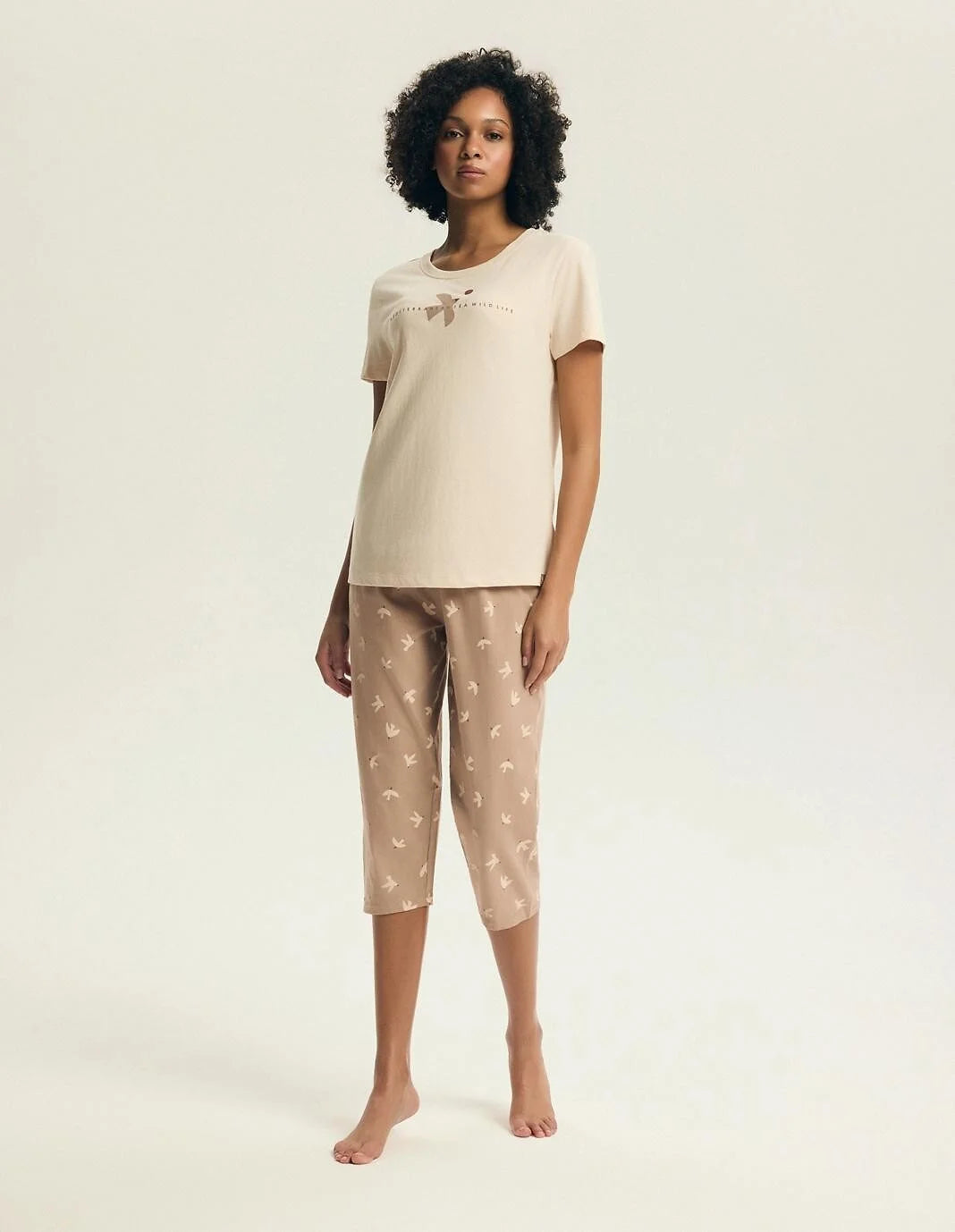 Eluna | pigiama donna in cotone con pantaloni 3/4 e stampa