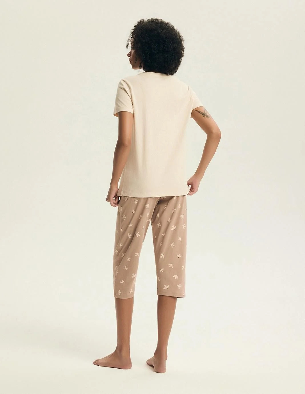 Eluna | pigiama donna in cotone con pantaloni 3/4 e stampa