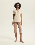 Eluna | pigiama donna in cotone con pantaloni 3/4 e stampa