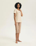 Eluna | pigiama donna in cotone con pantaloni 3/4 e stampa