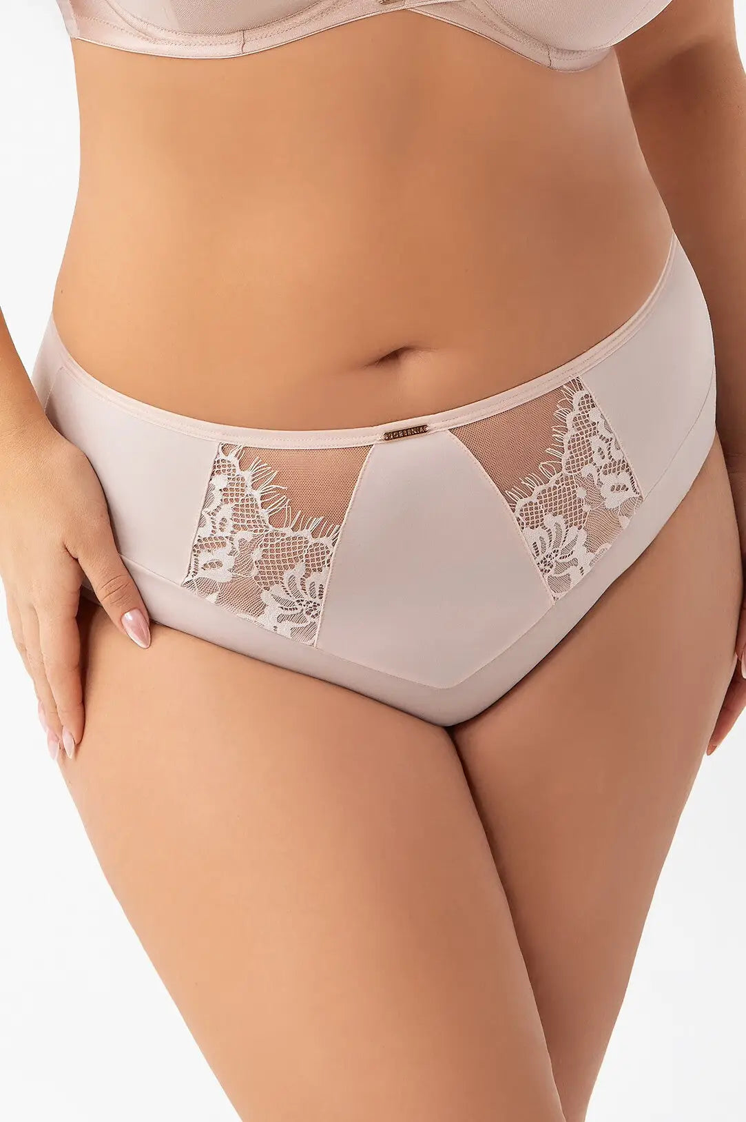 Evia | slip da donna in microfibra e pizzo - beige