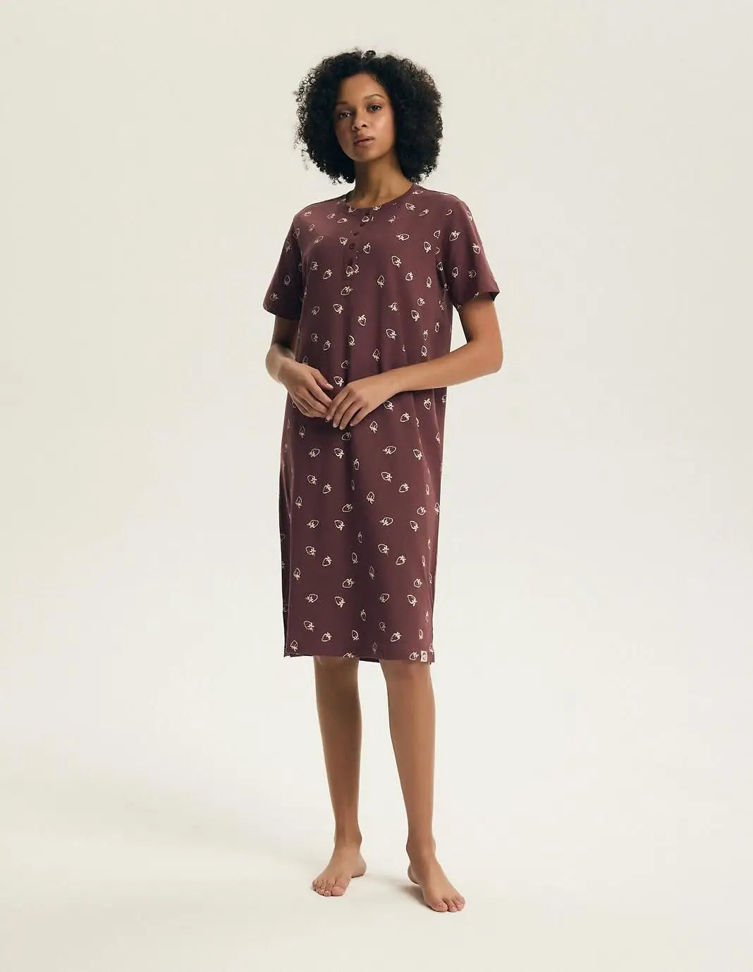 Evika | camicia da notte in cotone con stampa fragole
