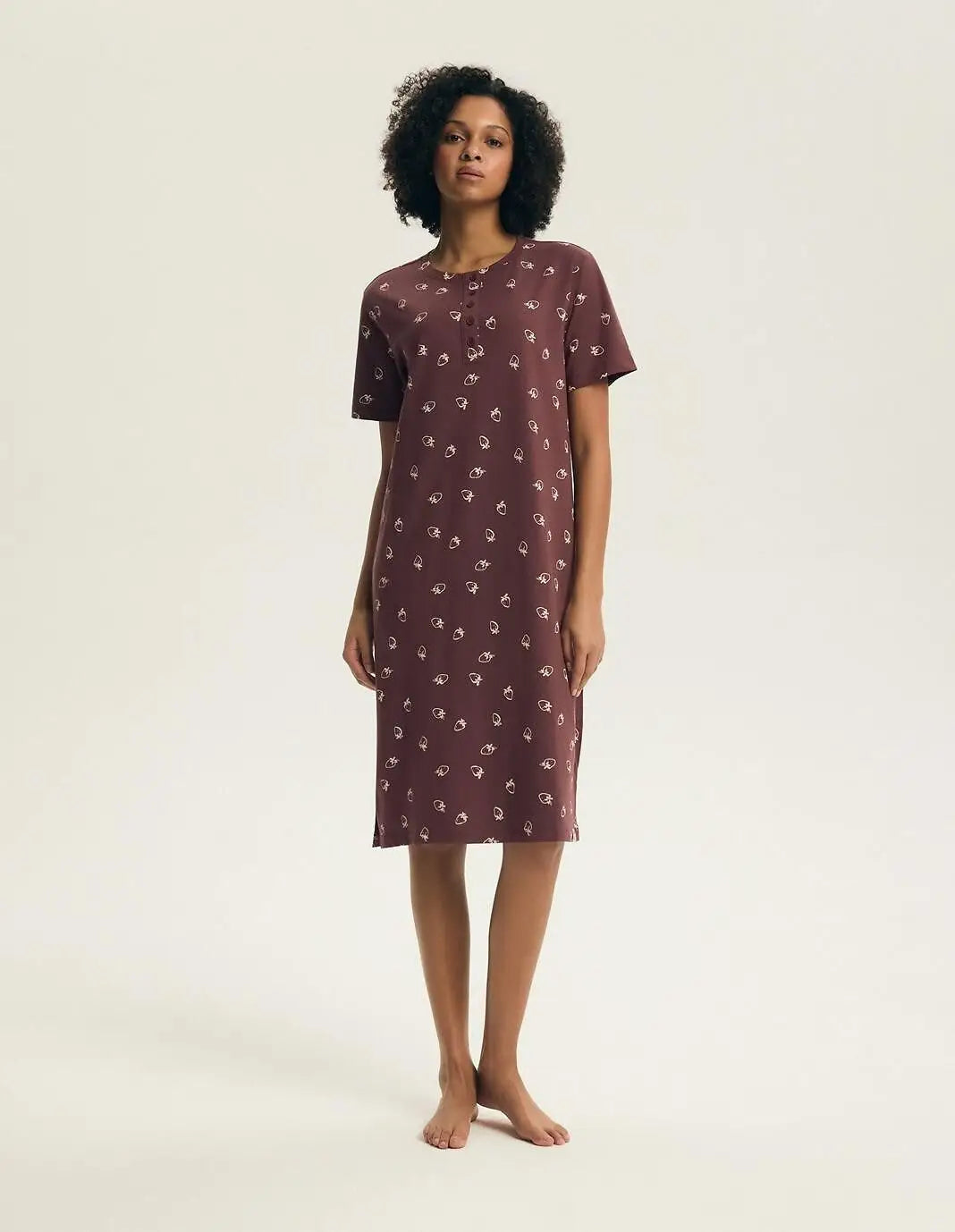 Evika | camicia da notte in cotone con stampa fragole