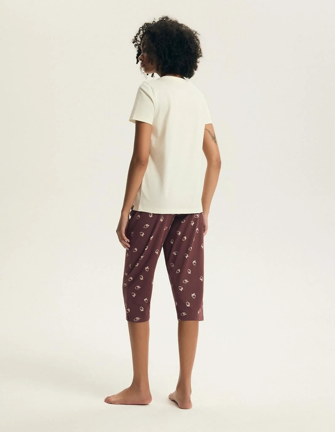 Evika | pigiama donna in cotone con pantaloni 3/4 e stampa