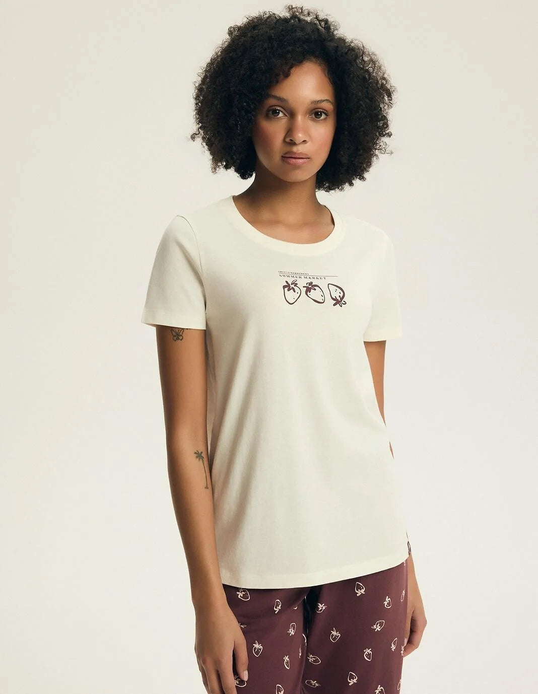 Evika | pigiama donna in cotone con pantaloni 3/4 e stampa