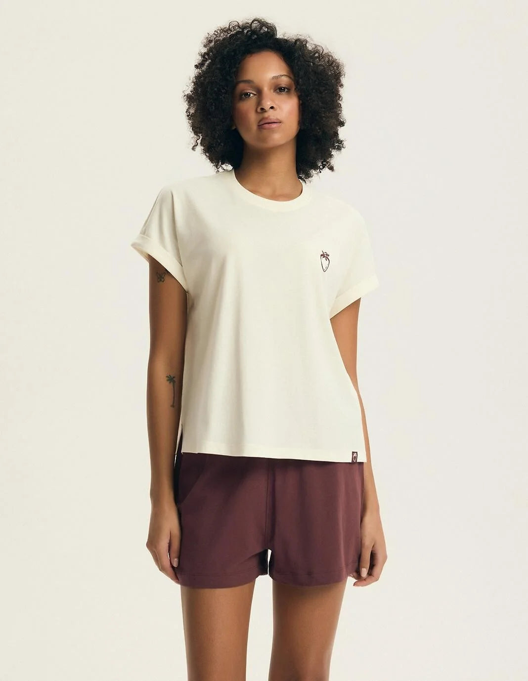 Evika | pigiama estivo donna in cotone con ricamo fragole