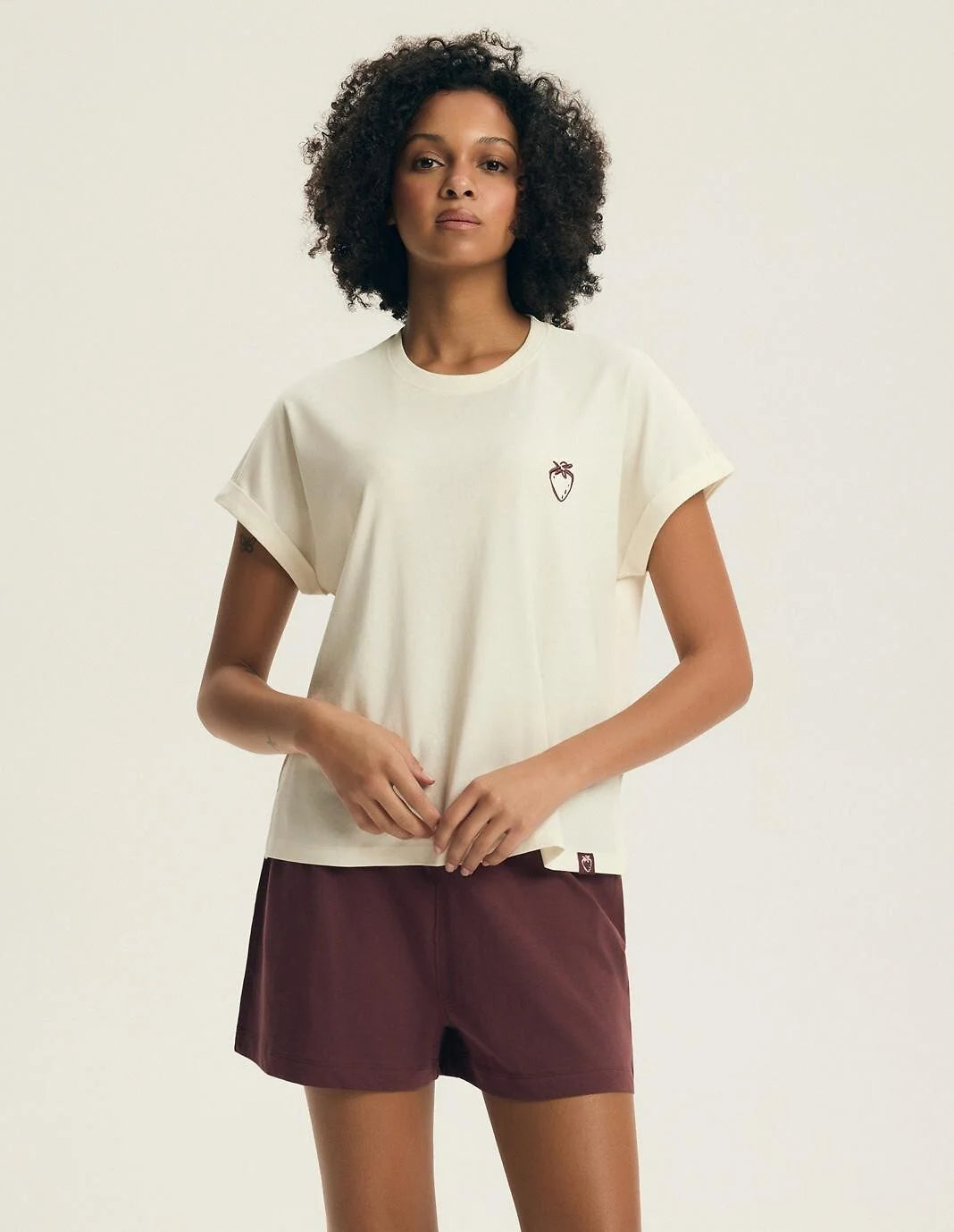 Evika | pigiama estivo donna in cotone con ricamo fragole