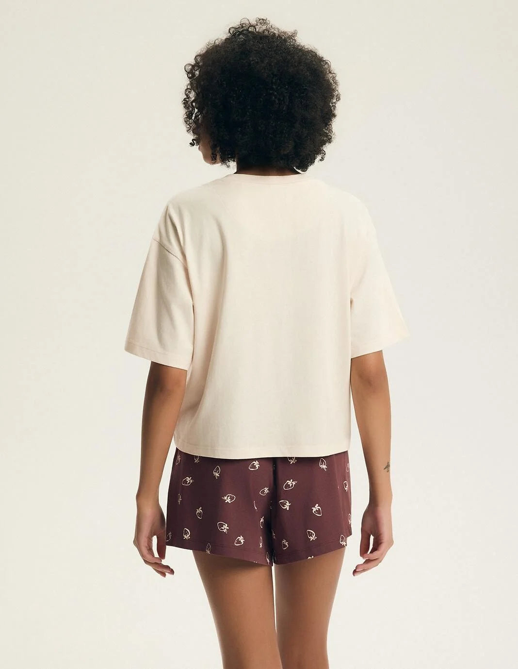 Evika | pigiama estivo donna con crop top e shorts fragole