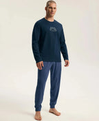 Fin - 45499 - pigiama lungo da uomo in puro cotone