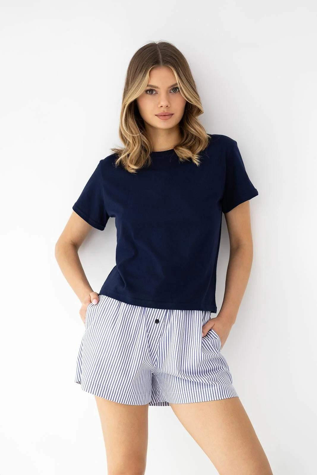 Finley - pigiama corto da donna in cotone e szorty stretch