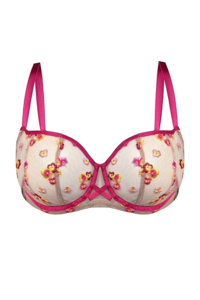(flora) balconette soft in tulle nude ricamato