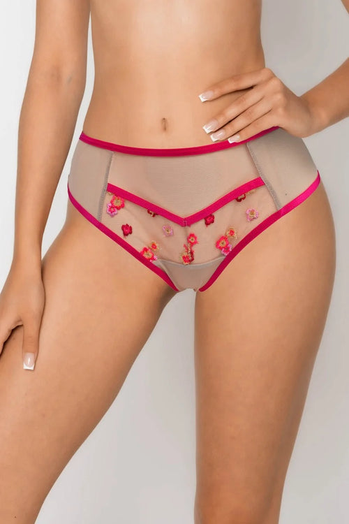 (flora) slip da donna brasiliano con ricami e profili