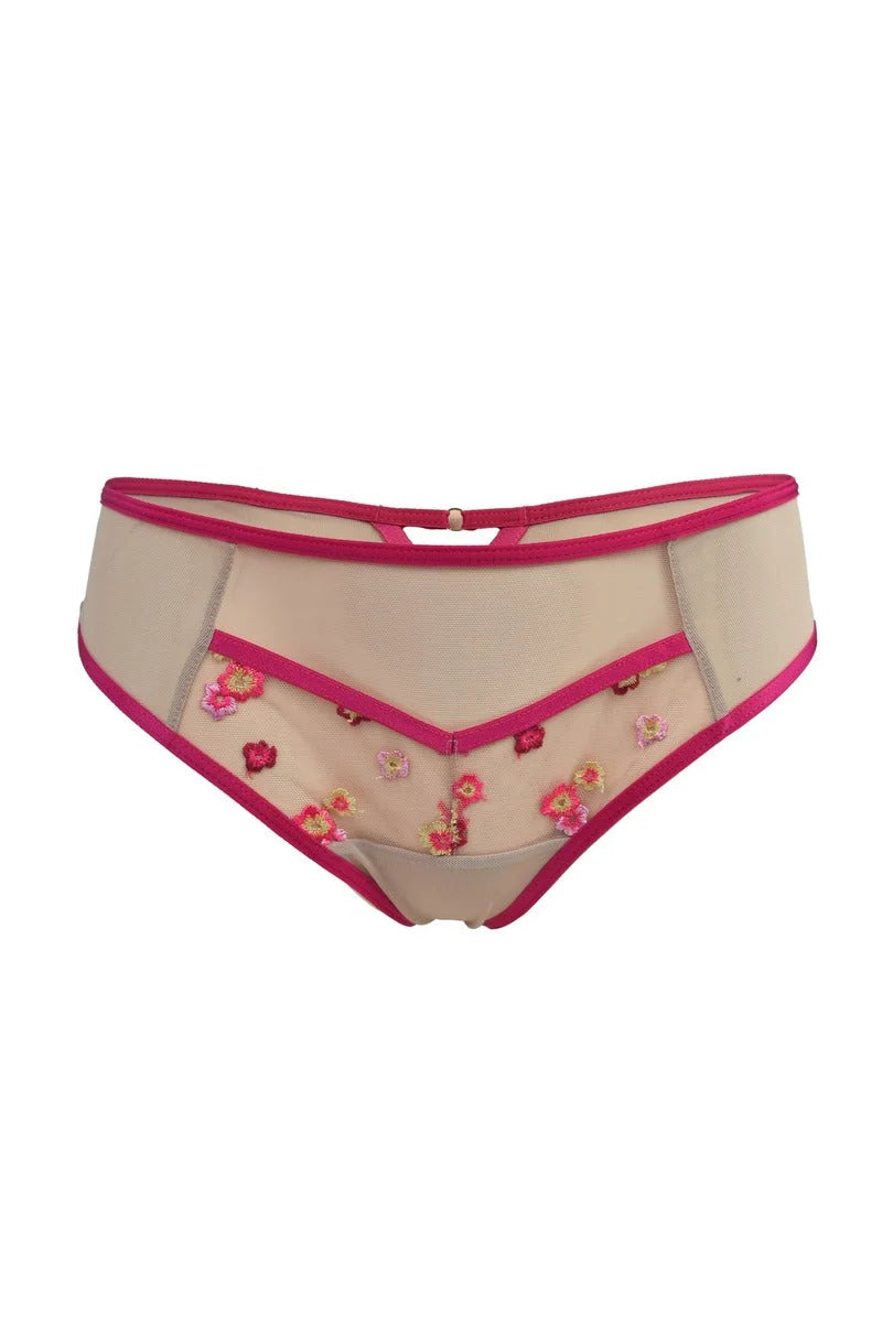 (flora) slip da donna brasiliano con ricami e profili