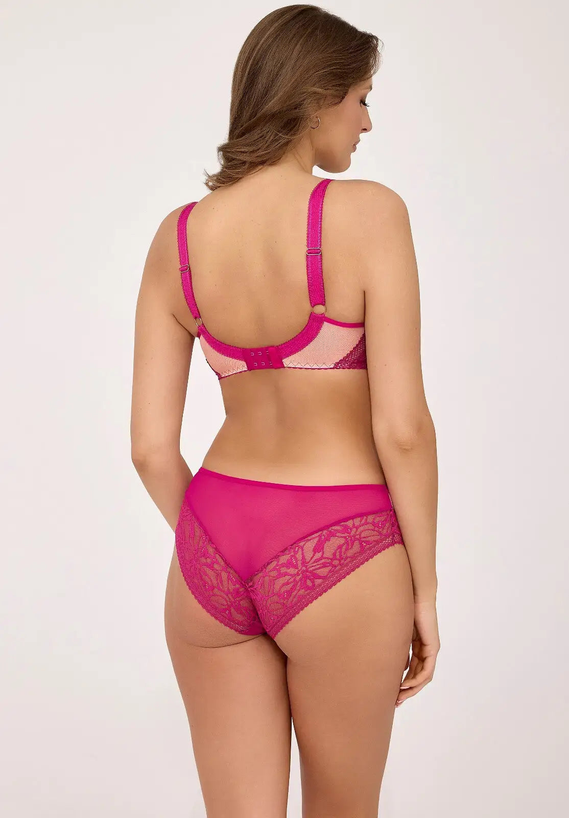 (fuchsia) slip donna in pizzo mesh