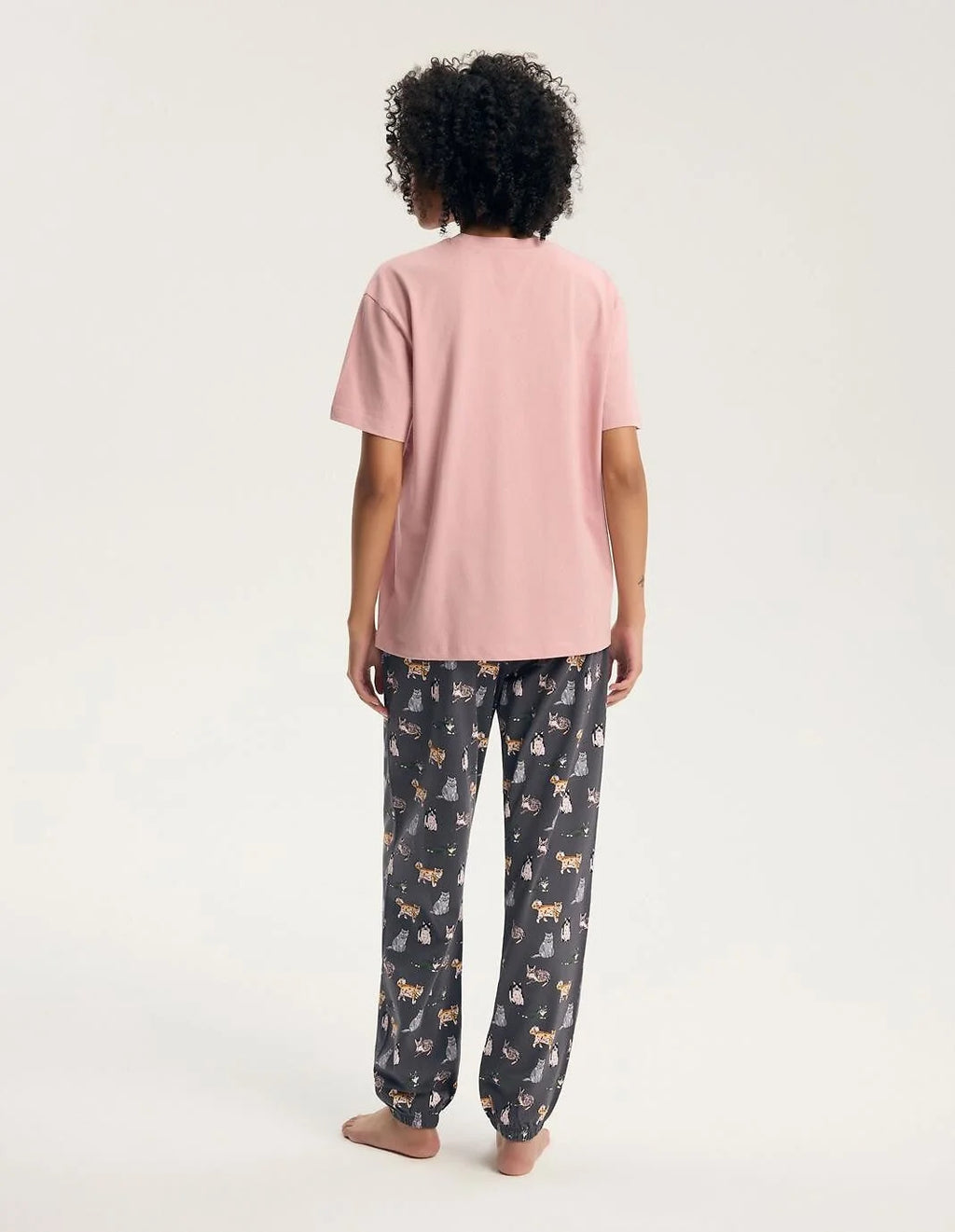 Ginni - pigiama da donna in cotone con t-shirt manic corta
