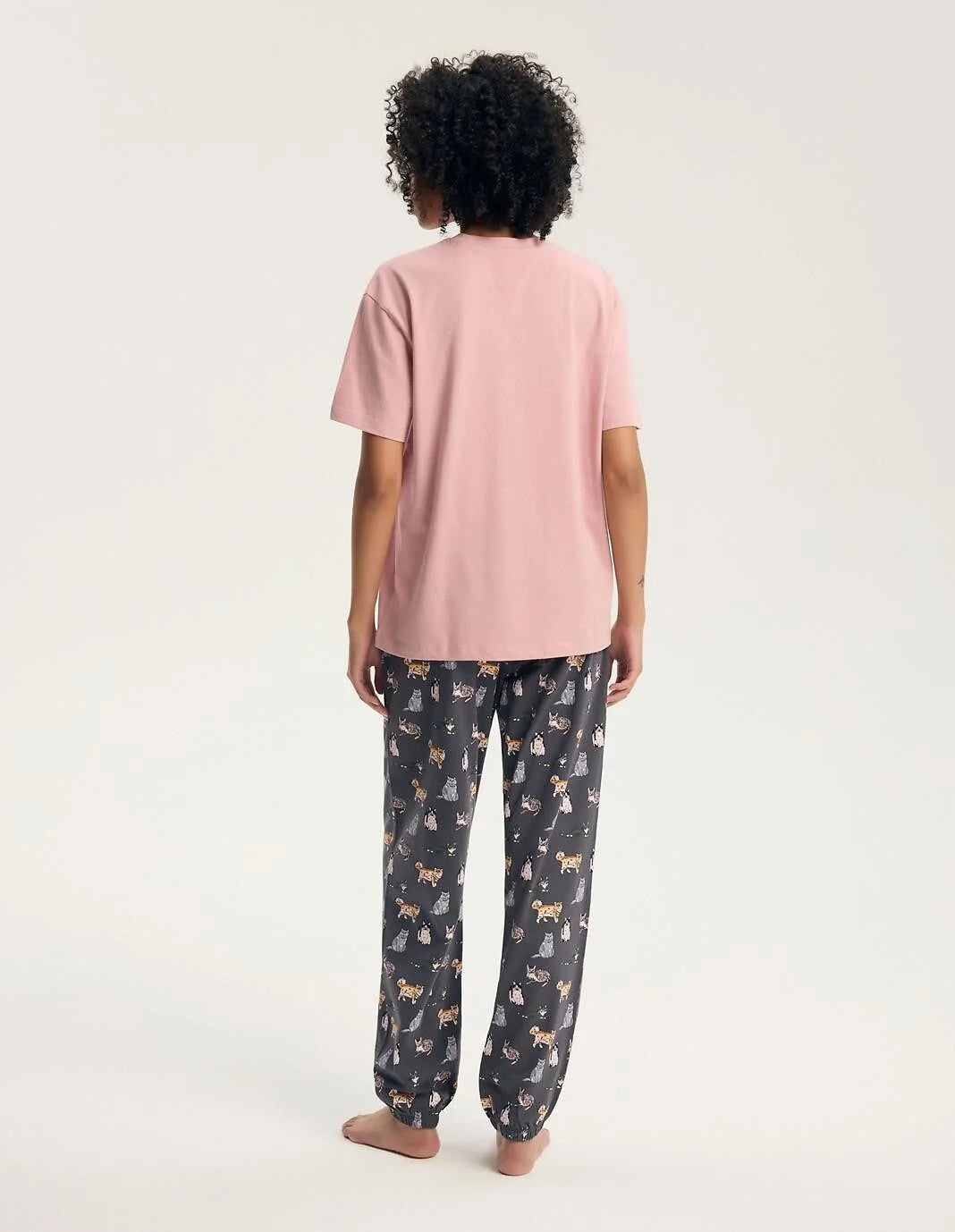 Ginni - pigiama da donna in cotone con t-shirt manic corta