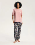 Ginni - pigiama da donna in cotone con t-shirt manic corta
