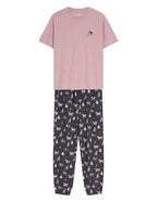 Ginni - pigiama da donna in cotone con t-shirt manic corta