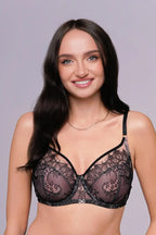 Gloria | reggiseno sfoderato in pizzo nero su tulle nudo