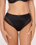 Greta | slip donna brasiliano black mesh – taglio moderno