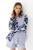 Hallie - pigiama corto da donna in cotone a righe