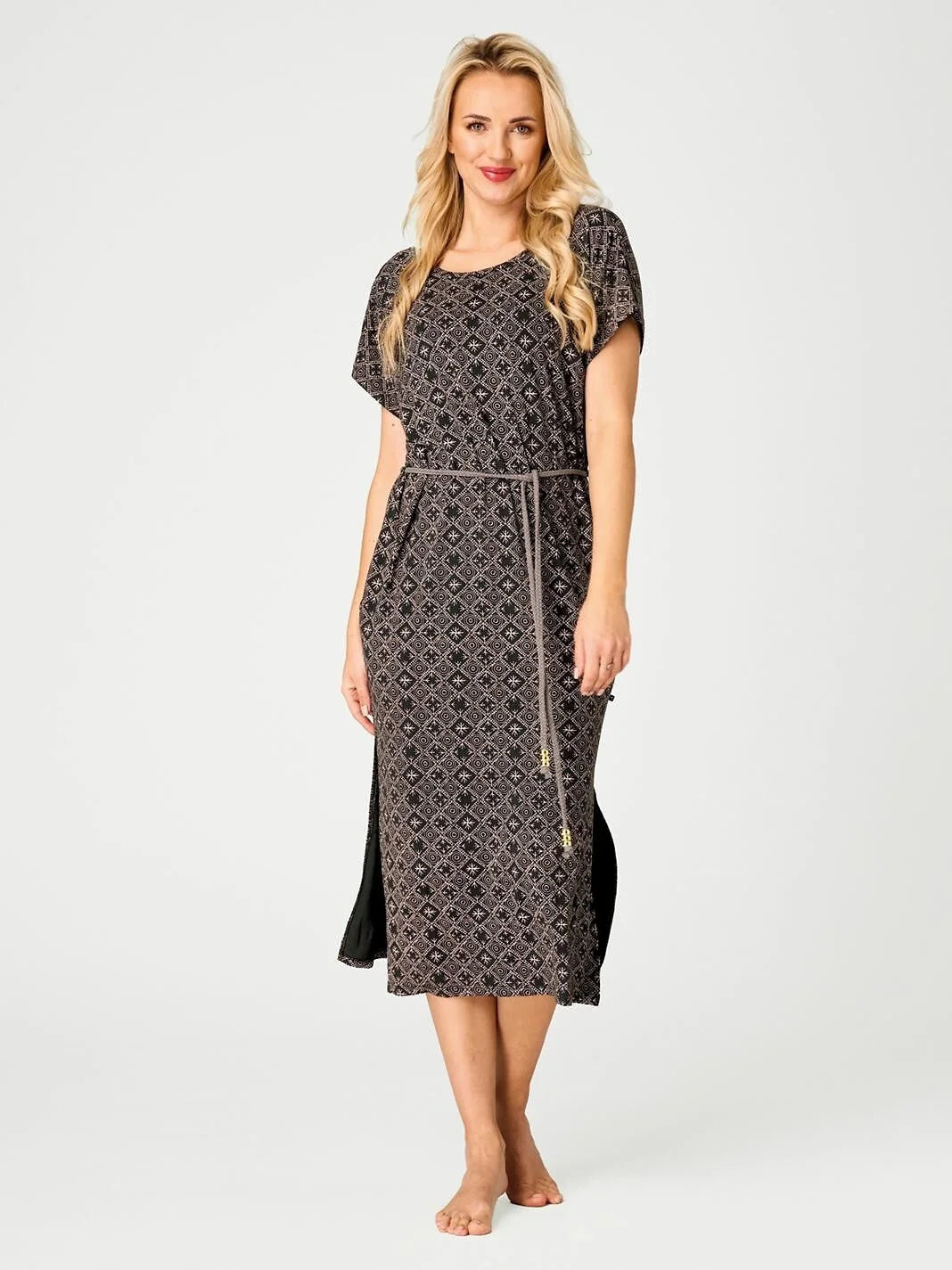 Homewear estivo in viscosa con stampa geometrica - lhd 731