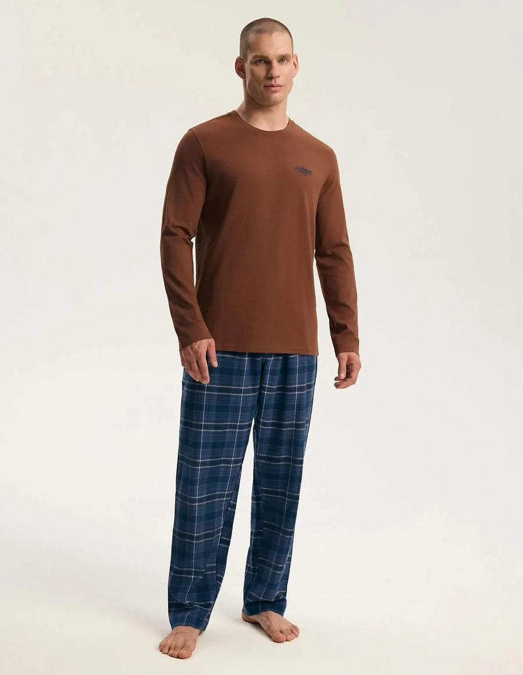 Imago - pigiama lungo da uomo henderson in puro cotone