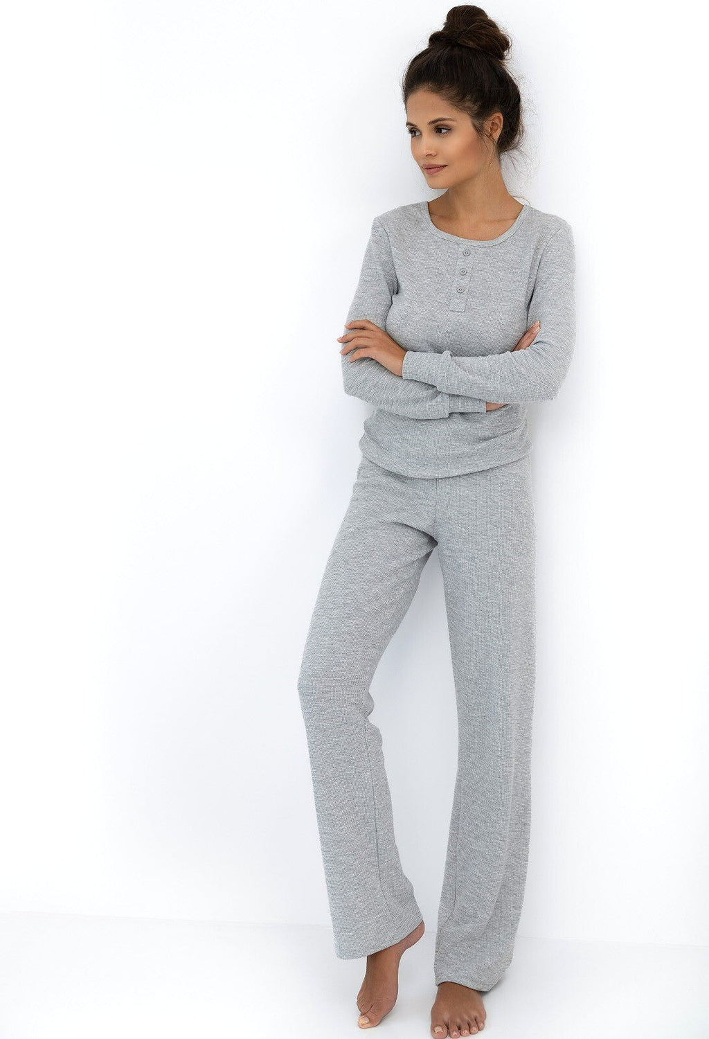 Jade | pigiama donna in cotone waffle con finta