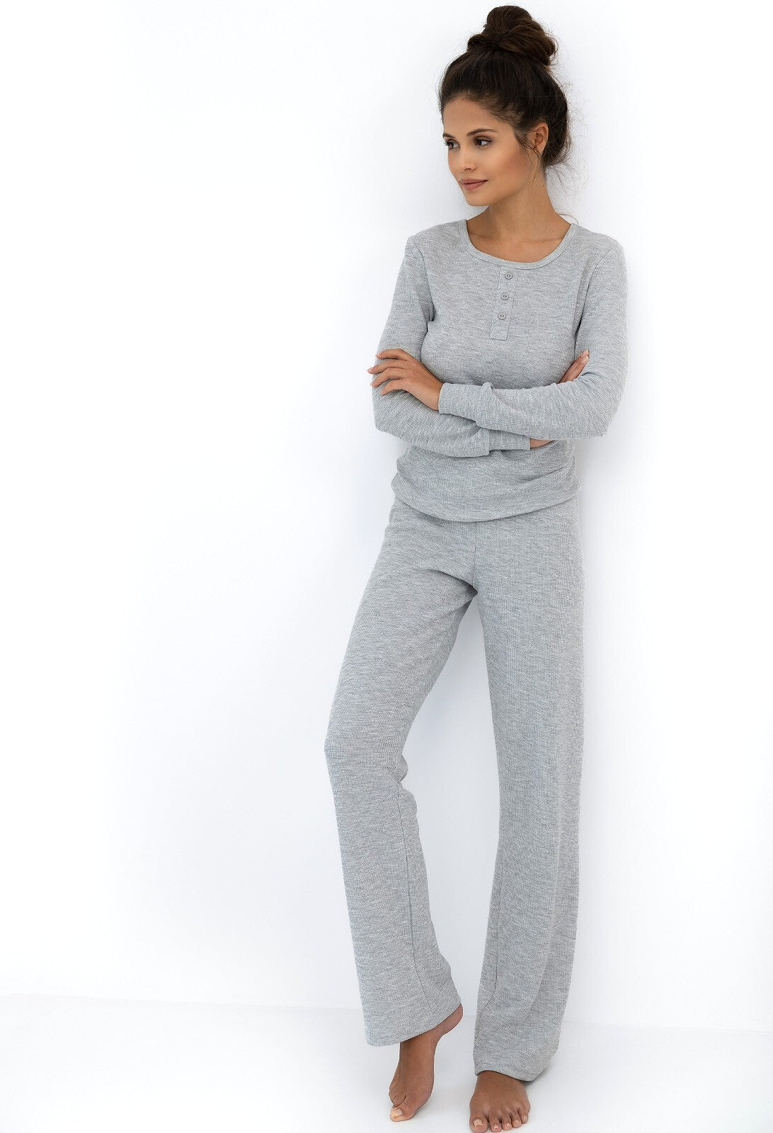 Jade | pigiama donna in cotone waffle con finta