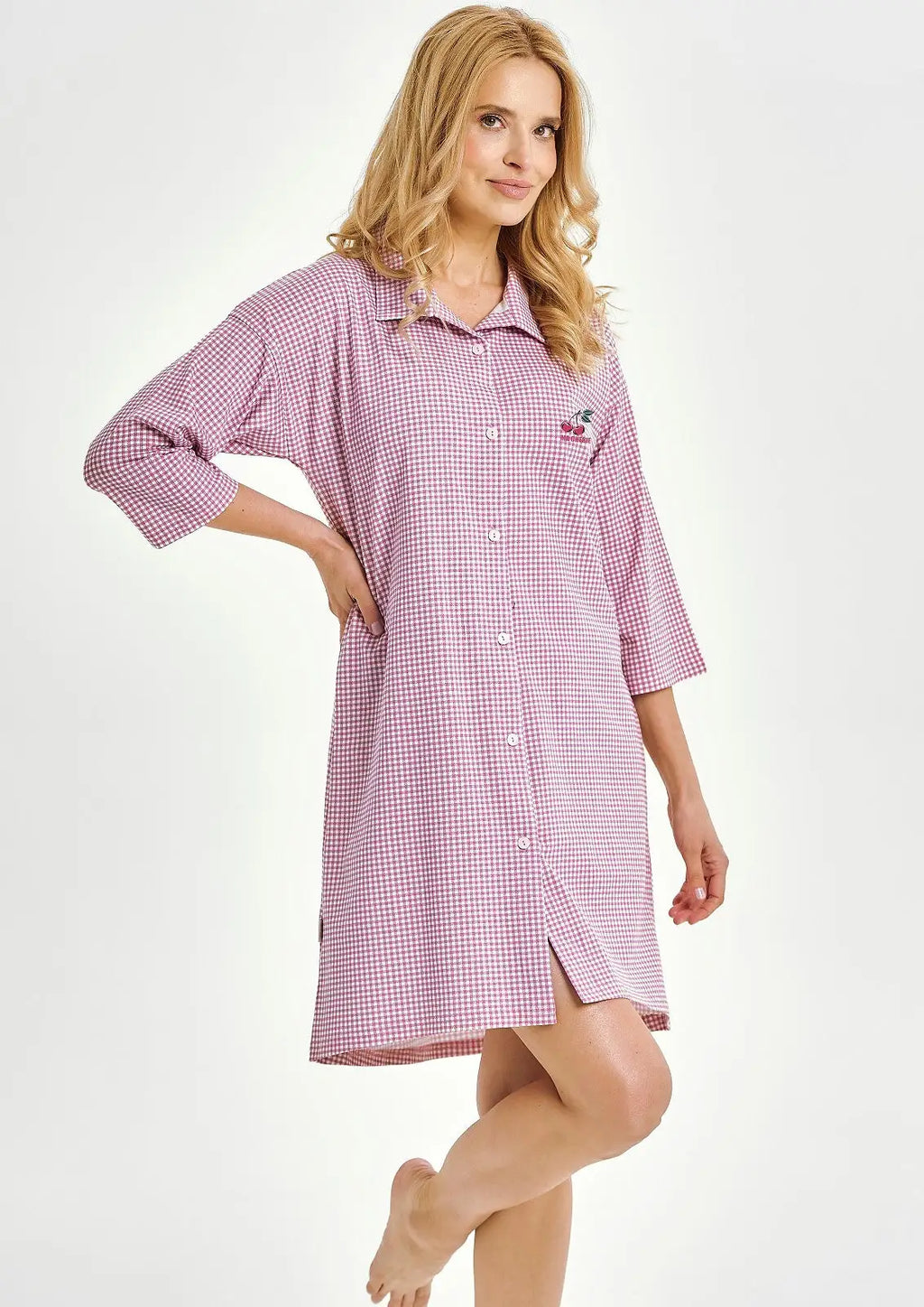 Joliee | camicia in cotone a quadri con stampa frontale