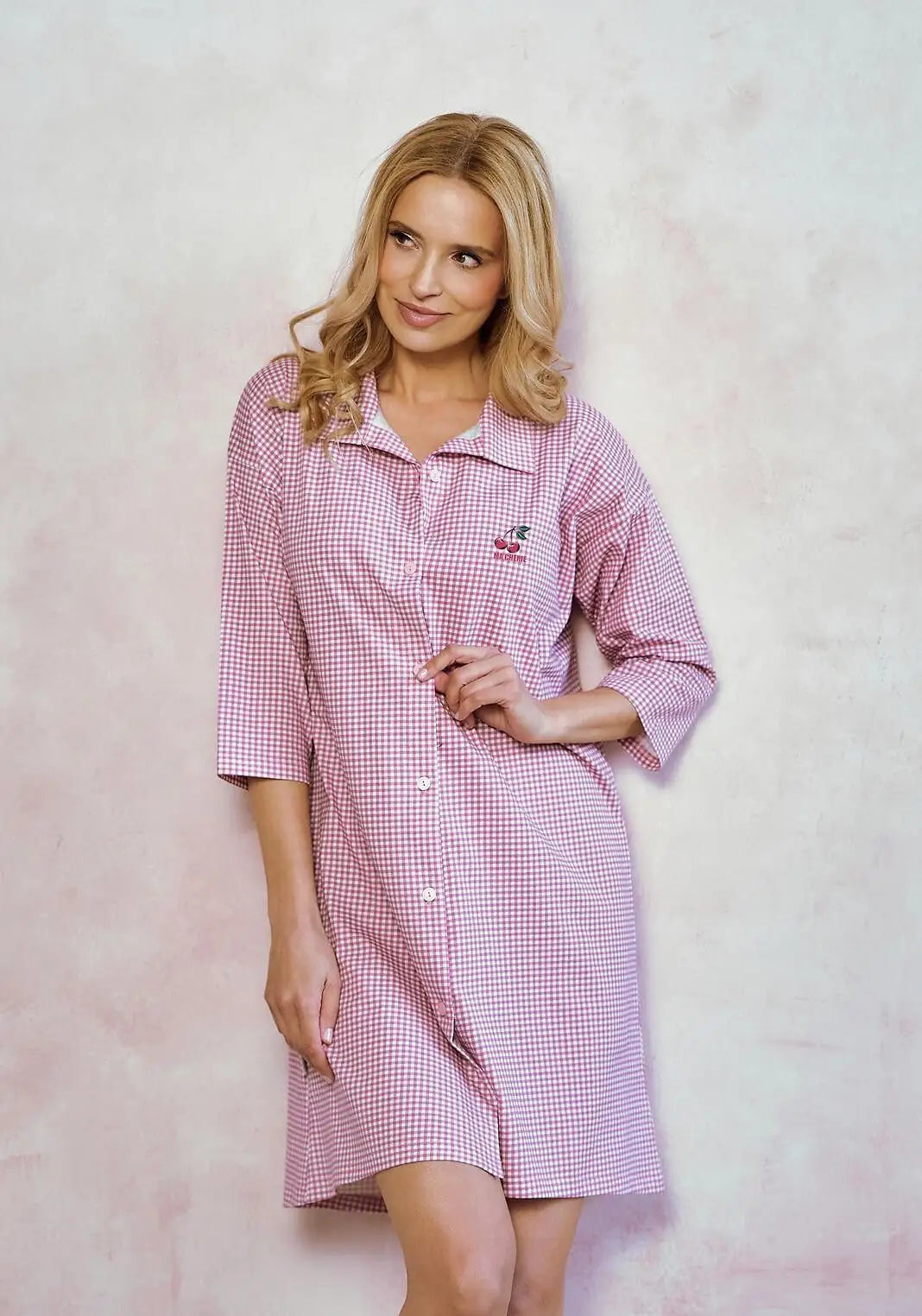 Joliee | camicia in cotone a quadri con stampa frontale