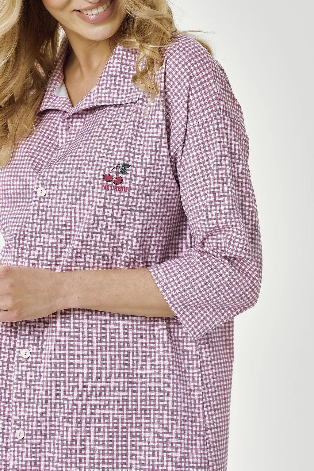 Joliee | camicia in cotone a quadri con stampa frontale