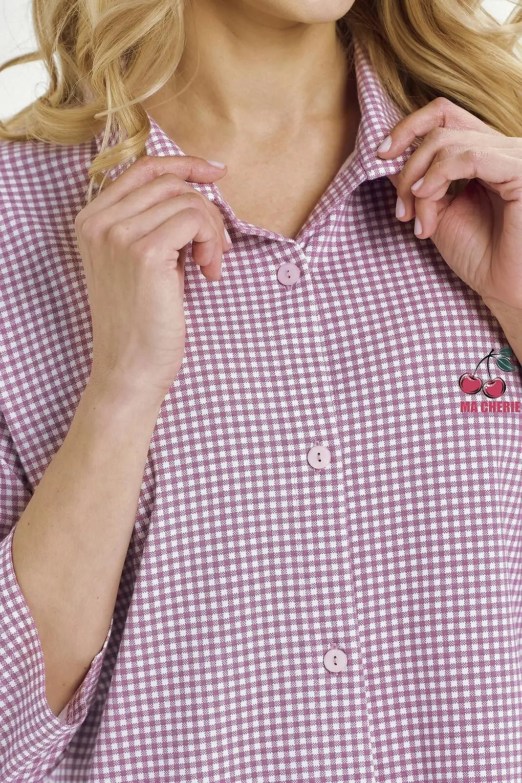 Joliee | camicia in cotone a quadri con stampa frontale