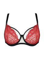 Julia soft | reggiseno soft in pizzo rosso su rete beige