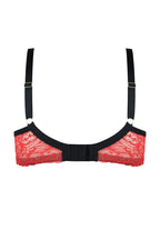 Julia soft | reggiseno soft in pizzo rosso su rete beige