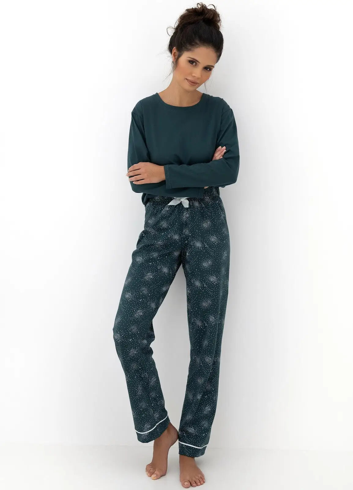 June | pigiama lungo da donna in cotone 100%