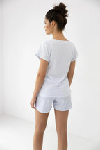Karla | pigiama donna in 100% cotone – t-shirt scollo a v