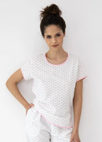 Lexie - pigiama lungo da donna in cotone con stampa rosa