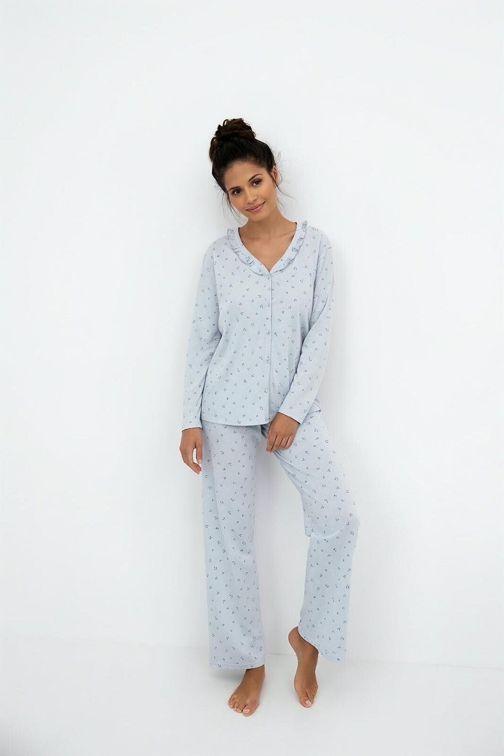 Lucille | pigiama lungo da donna in cotone a fantasia