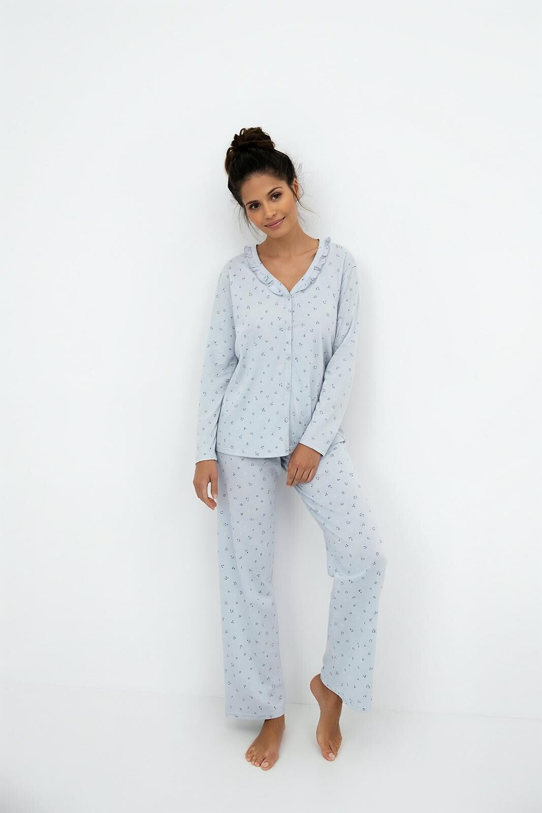 Lucille | pigiama lungo da donna in cotone a fantasia