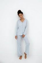 Lucille | pigiama lungo da donna in cotone a fantasia
