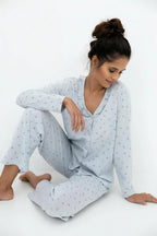 Lucille | pigiama lungo da donna in cotone a fantasia
