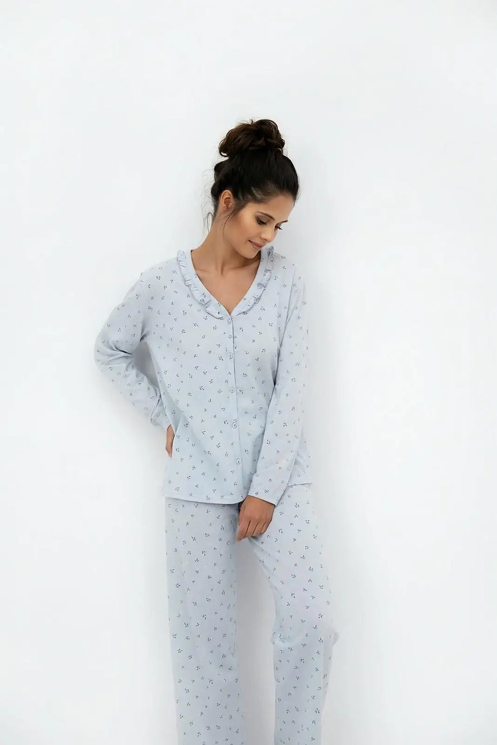 Lucille | pigiama lungo da donna in cotone a fantasia