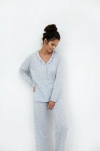 Lucille | pigiama lungo da donna in cotone a fantasia