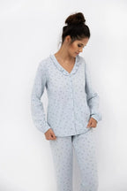 Lucille | pigiama lungo da donna in cotone a fantasia