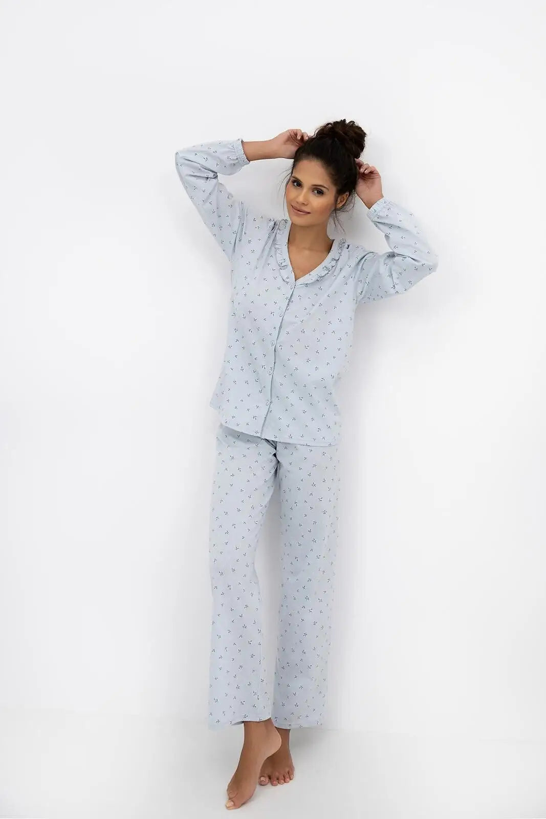 Lucille | pigiama lungo da donna in cotone a fantasia