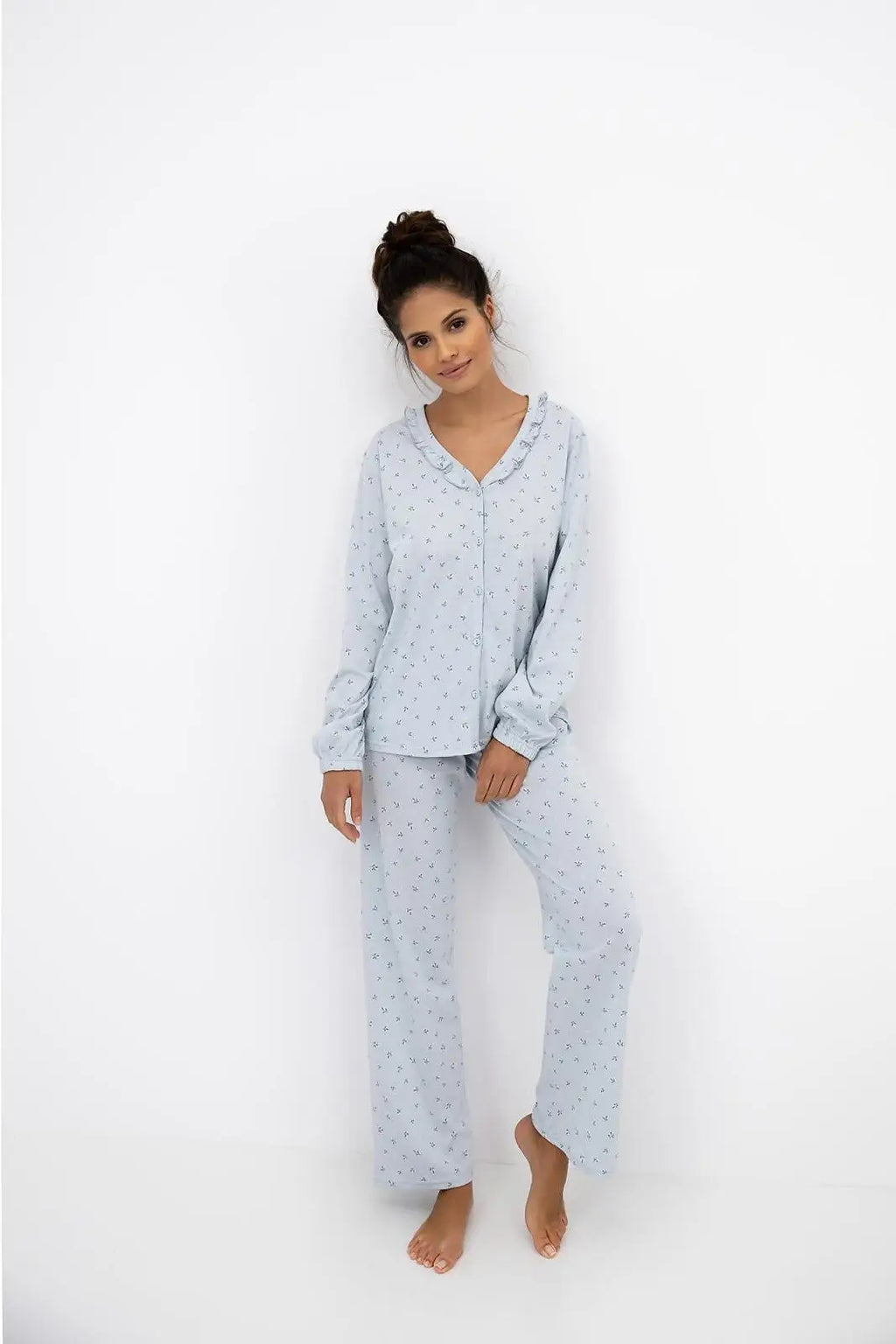 Lucille | pigiama lungo da donna in cotone a fantasia