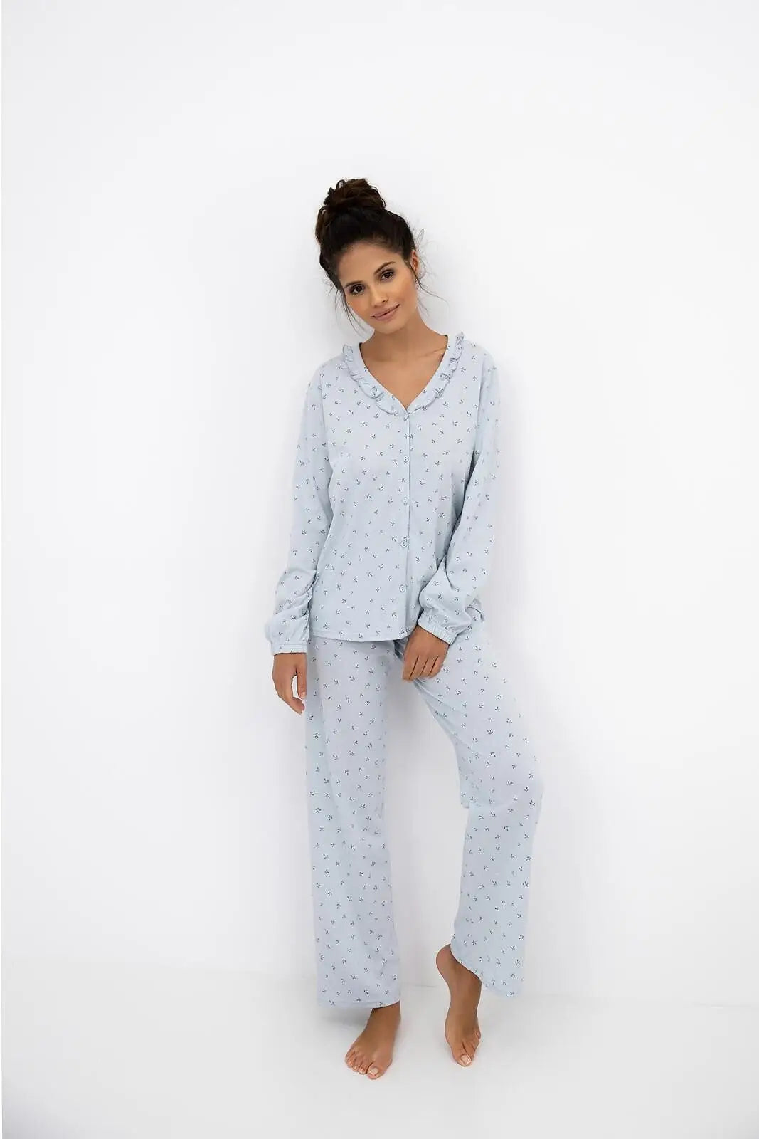 Lucille | pigiama lungo da donna in cotone a fantasia